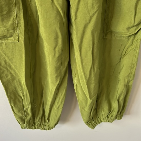 Anthropologie Cargo Parachute Pants Moss Green Pockets Drawstring Jogger M NEW - Picture 9 of 16
